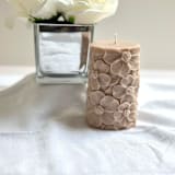 "Beige Floral Pillar" - Candles in beige by Over By The Moon