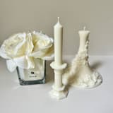 "White Candle On Stand" - Candles in white by Over By The Moon