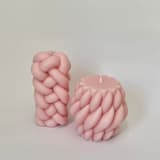 "Pink Thick Woven Candle" - Candles in pink by Over By The Moon