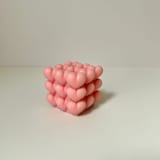 "Pink Cubed Hearts Candle" - Candles in pink by Over By The Moon