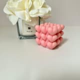 "Pink Cubed Hearts Candle" - Candles in pink by Over By The Moon