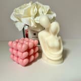 "Pink Cubed Hearts Candle" - Candles in pink by Over By The Moon
