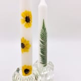 "Pressed Flower White Taper Candle Set Of 2" - Candles in white by Christine OMalley