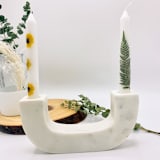"Pressed Flower White Taper Candle Set Of 2" - Candles in white by Christine OMalley