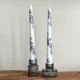 "Blue and White Outline Floral Hand-Painted Taper Candles, Set of 2" - Candles in white by Ashley Myers