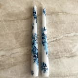 "Blue and White Chinoiserie Hand-Painted Taper Candles, Set of 2" - Candles in white by Ashley Myers