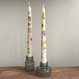 "Ivory with Multicolor Flowers Hand-Painted Taper Candles, Set of 2" - Candles in multicolorassorted-colors by Ashley Myers