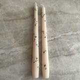 "Ivory with White Floral Hand-Painted Taper Candles, Set of 2" - Candles in beige by Ashley Myers
