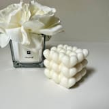 "White Cubed Hearts Candle" - Candles in white by Over By The Moon