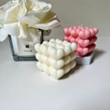 "White Cubed Hearts Candle" - Candles in white by Over By The Moon