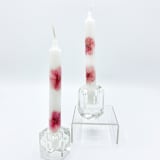 "Pink Pressed Flower White Taper Candle Set Of 2" - Candles in pink by Christine OMalley