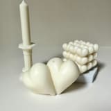 "White 2 Hearts As 1 Candle" - Candles in white by Over By The Moon
