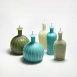 "Bottles set of 3 Robin's Egg Blue" - Candles in blue by Jessie Green