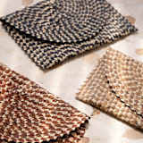"Rattan Clutch in Black Ombre" - Bridal Clutches and Purses in black by Suzanne Seick