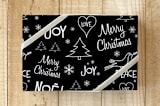 "Nostalgic Christmas" - Wrapping Paper in Black and White by Erika Firm - Front