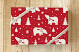"Winter Bear" - Wrapping Paper in Red by Heather Francisco - Front