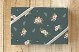 "Right as Ranunculus" - Wrapping Paper in Deep Marine by Itsy Belle Studio - Front