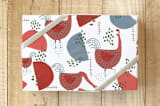 "Quirky Roosters" - Wrapping Paper in Rooster Red by Mel Armstrong - Front