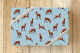 "Fawns" - Wrapping Paper in Blue by Luz Alliati - Front