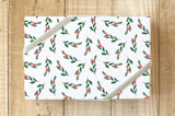 "Berry patch" - Wrapping Paper in Crimson by Johanna Phillips Huuva - Front