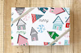 "Snow Village" - Wrapping Paper in Winter Wonder by Lisa Samartino Design - Front