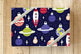 "Cosmic Christmas" - Wrapping Paper in Midnight by Rebecca Smith - Front