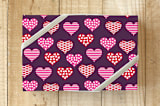 "Valentine Just Hearts" - Wrapping Paper in Deep Purple by Michelle Locklear - Front