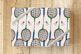 "Badminton" - Wrapping Paper in retro red by Nicole Simms - Front