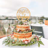 "Natural Wooden Cake Topper with Surnames" - Cake Toppers in natural by poem wedding team