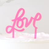 "Hand Drawn Love Cake Topper, Fluorescent Pink" - Cake Toppers in pink by Em and Me Studio