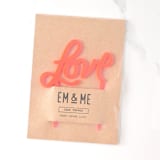 "Hand Drawn Love Cake Topper, Fluorescent Pink" - Cake Toppers in pink by Em and Me Studio