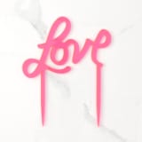 "Hand Drawn Love Cake Topper, Fluorescent Pink" - Cake Toppers in pink by Em and Me Studio
