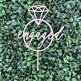 "Engaged Cake Topper | Birch Wood" - Cake Toppers in natural by The Crazy Bunny Lady