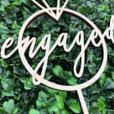 "Engaged Cake Topper | Birch Wood" - Cake Toppers in natural by The Crazy Bunny Lady