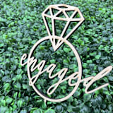 "Engaged Cake Topper | Birch Wood" - Cake Toppers in natural by The Crazy Bunny Lady