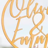 "Natural Wooden Cake Topper with First Names" - Cake Toppers in natural by poem wedding team