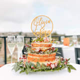 "Natural Wooden Cake Topper with First Names" - Cake Toppers in natural by poem wedding team