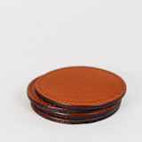 "The Leather Coasters in Camel" - Groomsmen Gifts in beige by Millstream Home
