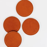 "The Leather Coasters in Camel" - Groomsmen Gifts in beige by Millstream Home