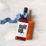 "Best Man Liquor Bottle Label | Suit Up" - Groomsmen Gifts in white by The Pretty Little Mess