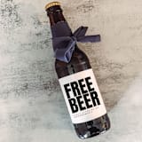 "Set of 6 Groomsman Beer Bottle Labels | Free Beer" - Groomsmen Gifts in white by The Pretty Little Mess