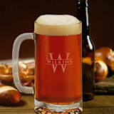 "Custom Glass Beer Mug" - Groomsmen Gifts in clear by Papel Custom Design