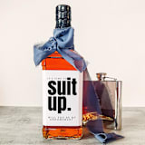 "Groomsman Liquor Bottle Label | Suit Up" - Groomsmen Gifts in white by The Pretty Little Mess