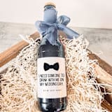 "Set of 6 Best Man Beer Bottle Labels | Need Someone to Drink with me on my Wedding Day" - Groomsmen Gifts in white by The Pretty Little Mess