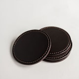 "The Leather Coasters in Tobacco" - Groomsmen Gifts in brown by Millstream Home