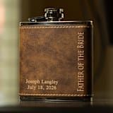 "Custom Engraved Rustic Brown Bridal Party Flask" - Groomsmen Gifts in brown by Great Little Favor Co