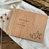 "Coastal Charm Wedding Guest Book | Cherry Wood | 8.5 x 11" - Guest Books in brown by Katrina Mejia