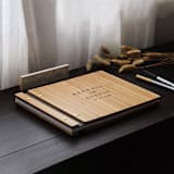 "Personalized Wedding Guest Book | Amber Bamboo | 8.5 x 11" - Guest Books in gray by Katrina Mejia
