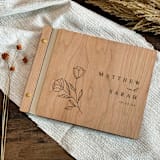 "Sleek Botanical Wedding Guest Book | Cherry Wood | 8.5 x 11" - Guest Books in natural by Katrina Mejia