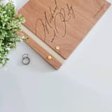 "Wedding Guest Book | Cherry Wood | 8.5 x 11" - Guest Books in beige by Katrina Mejia